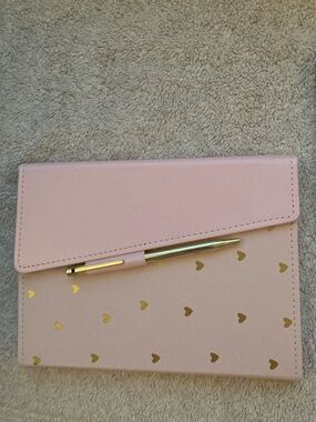 NEW- Pink elegant journal with a gold colored pen.